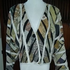 Indonesian v neck cropped jacket, XL, EUC